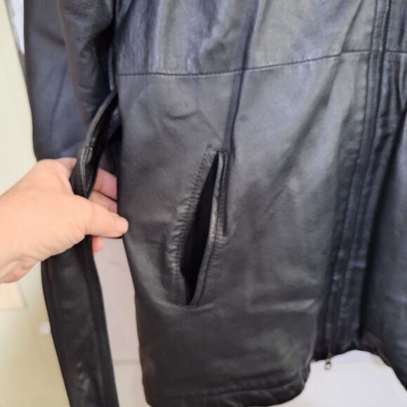A Wilson's Women's  Leather Coat Removable Thinsulate Lining Long Line Size M - Picture 6 of 12